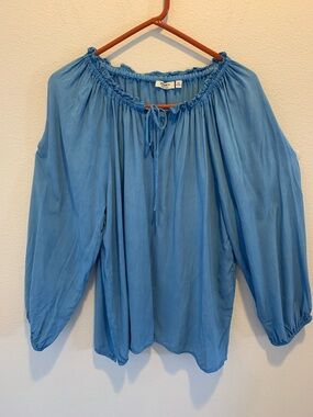 dylan Sky Blue Peasant Top